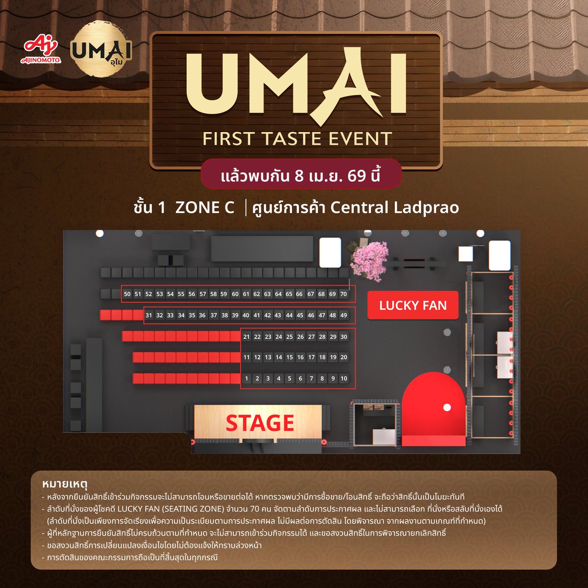 📣 ประกาศรายชื่อผู้ที่ได้รับสิทธิ์ในลำดับถัดไป
สำหรับโซน LUCKY FAN ในงาน UMAI FIRST TASTE EVENT 🥟🥢
.
🔗ตรวจสอบรายชื่อได้ที่ bit.ly/48dip5j
(เนื่องจากมีผู้ที่ไม่ได้ยืนยันสิทธิ์ภายในระยะเวลาที่กำหนด
จึงขอให้สิทธิ์แก่ผู้ที่อยู่ในลำดับถัดไป)

📍โดยจะมีการปรับลำดับที่นั่ง