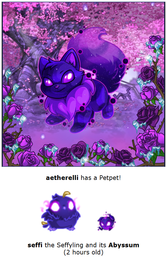 tabasaur's tweet photo. i'm so happy hehe i love my ethereal void wocky + seffyling + abyssum <3 #neopets https://t.co/rmyLMYPQVO