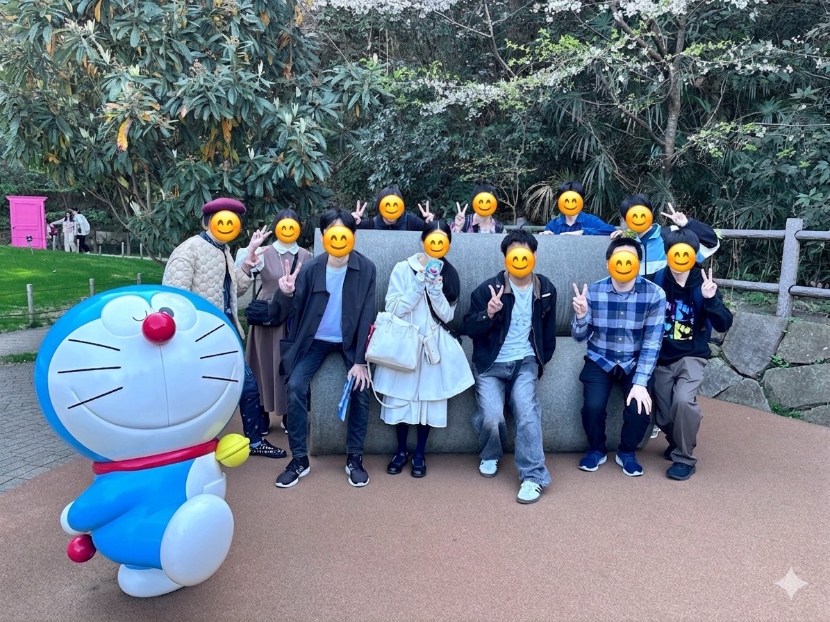 東京旅行に行きました！
早稲田大学や東京大学の同志の皆さんとこの機会に交流させていただけて感激です。さらに、ドラえもんミュージアムや100%ドラえもん&amp;フレンズin東京にも行くことができました。今まで見たことのないユニークなドラえもんたちを堪能でき、充実した2日間でした。
H.Y