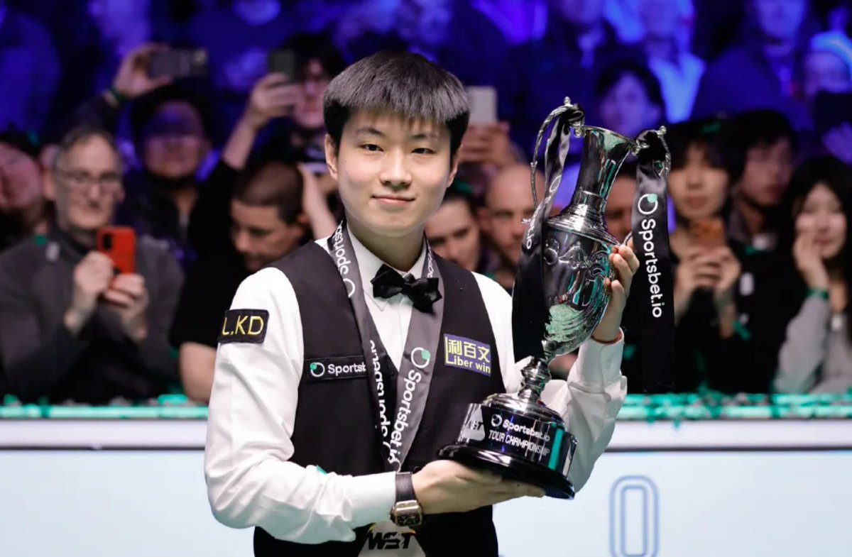 titan_plus's tweet photo. In the final of the 2026 Snooker Tour Championship, Chinese player Zhao Xintong defeated Judd Trump 10-3 to clinch the title. Zhao has now reached seven professional finals in his career and won all of them, maintaining a 100% success rate. With this victory, Zhao Xintong has swept all the trophies in the 2025-26 Players Series, becoming the first player in history to win all three Players Series events—the Tour Championship, the Players Championship, and the World Grand Prix—in a single season.