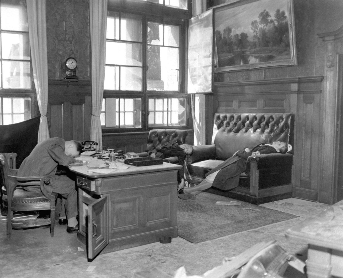ShoahUkraine's tweet photo. April 20, 1945. Germany. 

The mayor of Leipzig, his wife, and his daughter (in a nurse's uniform) committed suicide as the U.S. Army's 69th Infantry and 9th Armored Divisions approached the city. https://t.co/RY8QFvr11t