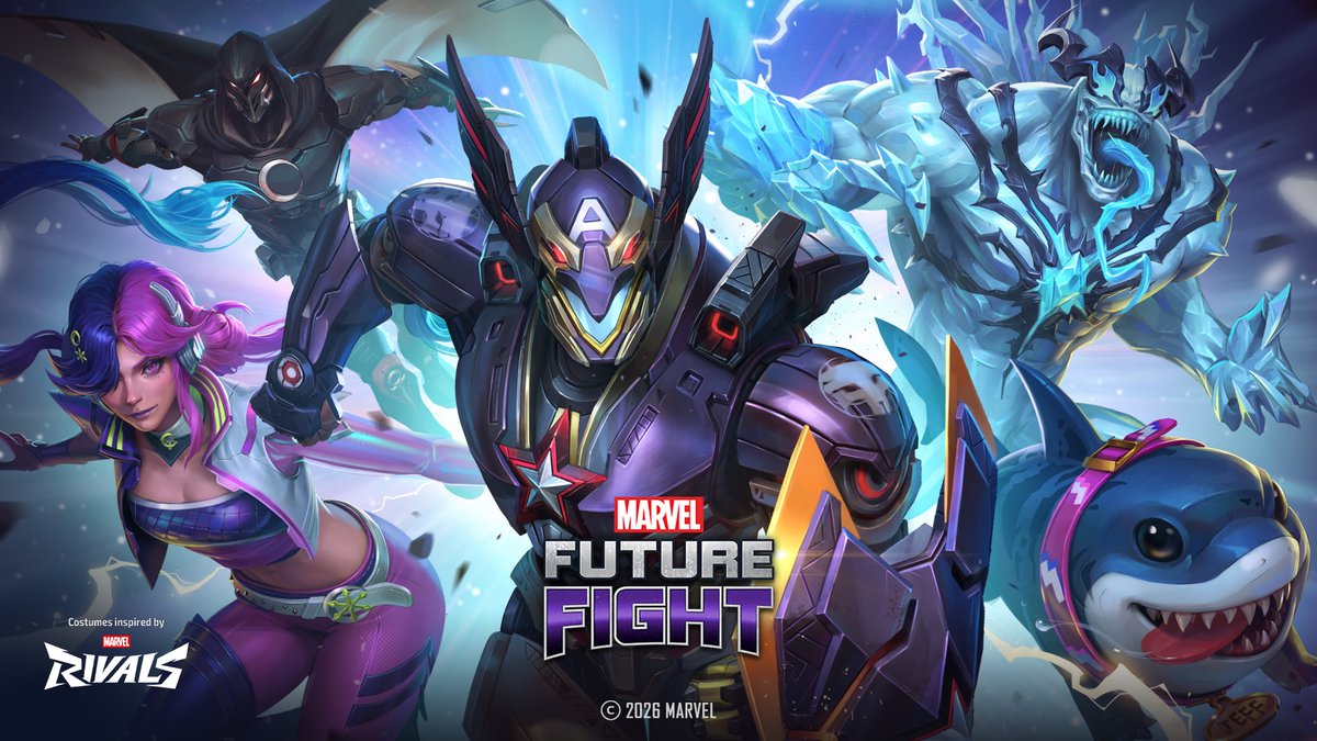 Marvel_FFightUS's tweet image. Marvel Rivals x MARVEL Future Fight ⚡
The multiverse brings a bold new look to your favorite heroes.

Witness Captain America, Venom, Luna Snow, and Moon Knight don new Marvel Rivals inspured uniforms…
and welcome Jeff the Land Shark to the fight. 🦈

#MARVELFutureFight