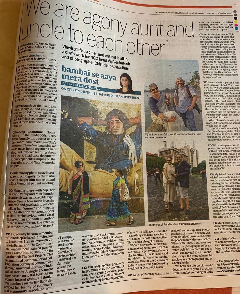 vijivenkatesh's tweet image. #Flashback 
So so delighted to be featured along with the one and only Chirodeep Chaudhuri  in Meher Marfatia’s Bambai se aaya Mera Dost in this week’s @sundaymidday Like he says we’ve only said good things about each other ( the bad we’ve saved for another time ) but …