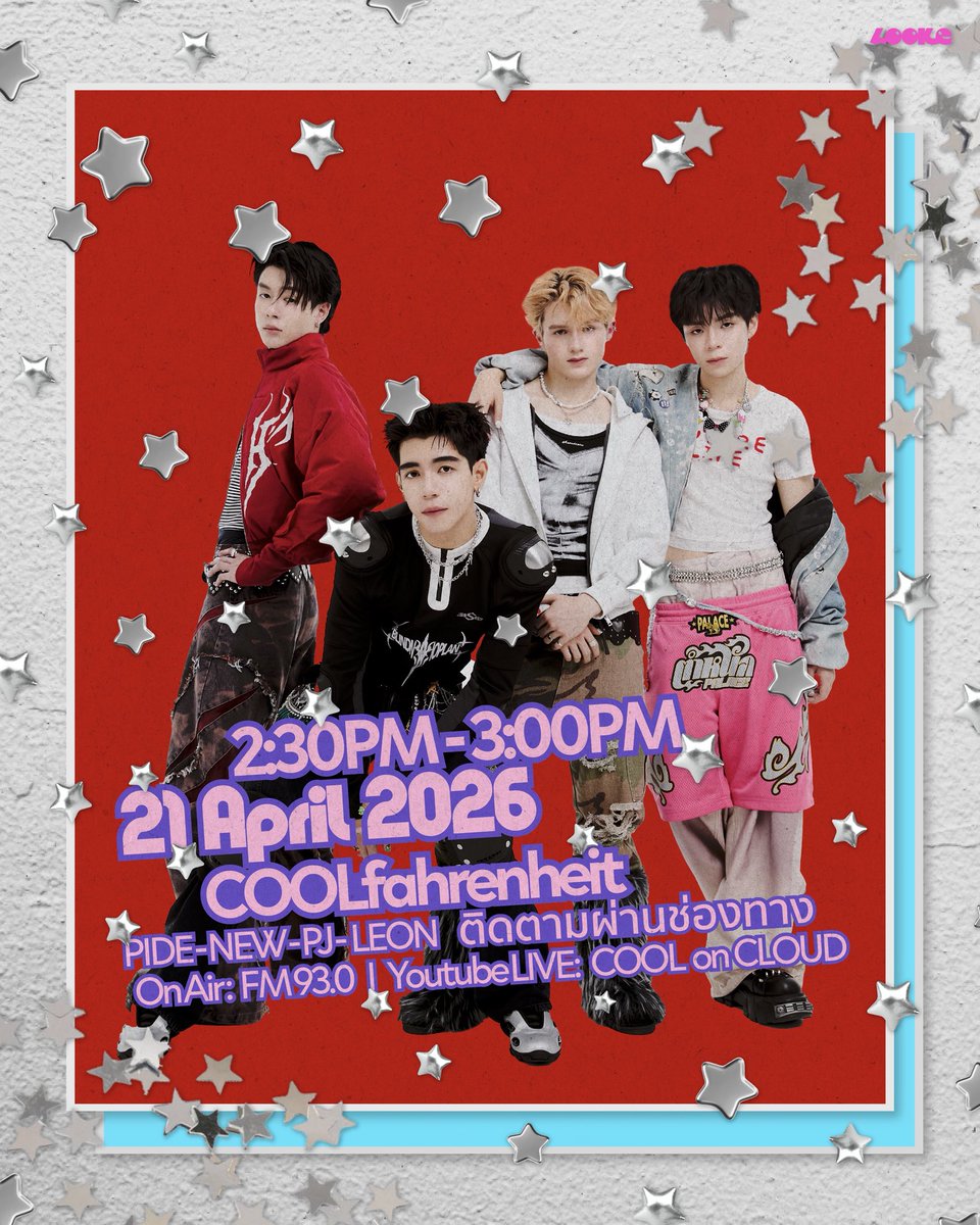 lookepeep's tweet image. 💾💥 LOOKE ARTIST SCHEDULE UPDATE 8, 21 APRIL 2026 🗂️📌

- หากมีตารางงานเพิ่มเติมหรือมีการเปลี่ยนแปลง จะแจ้งให้ทราบอีกครั้งในภายหลัง

#PIDEmonthapoom #NEWCHAYAPAK 
#PJmahidol #LEONBROCCO 
#GELBOYS 
#LOOKE