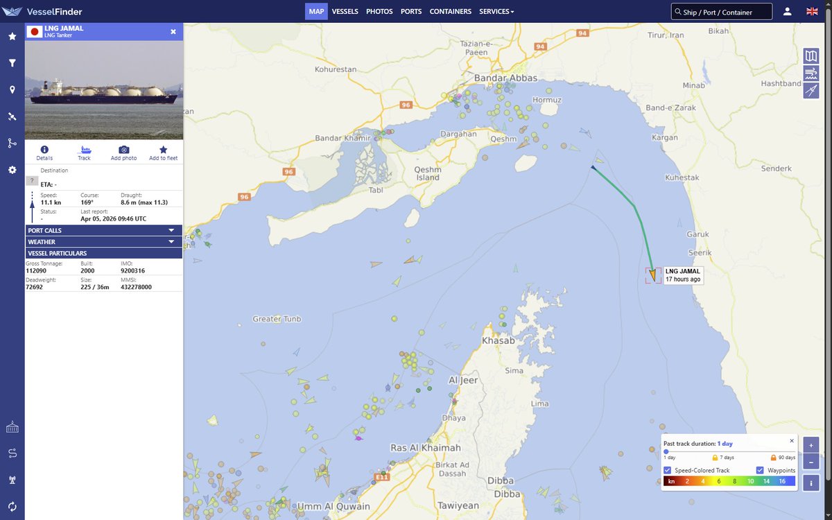 benjohn65's tweet image. #ZombieShip LNG Jamal reappeared yesterday heading back out from Iran side of Hormuz Strait &amp;amp; went dark #StealthMode again ~17 hrs ago...  🧐

vesselfinder.com/?imo=9200316
