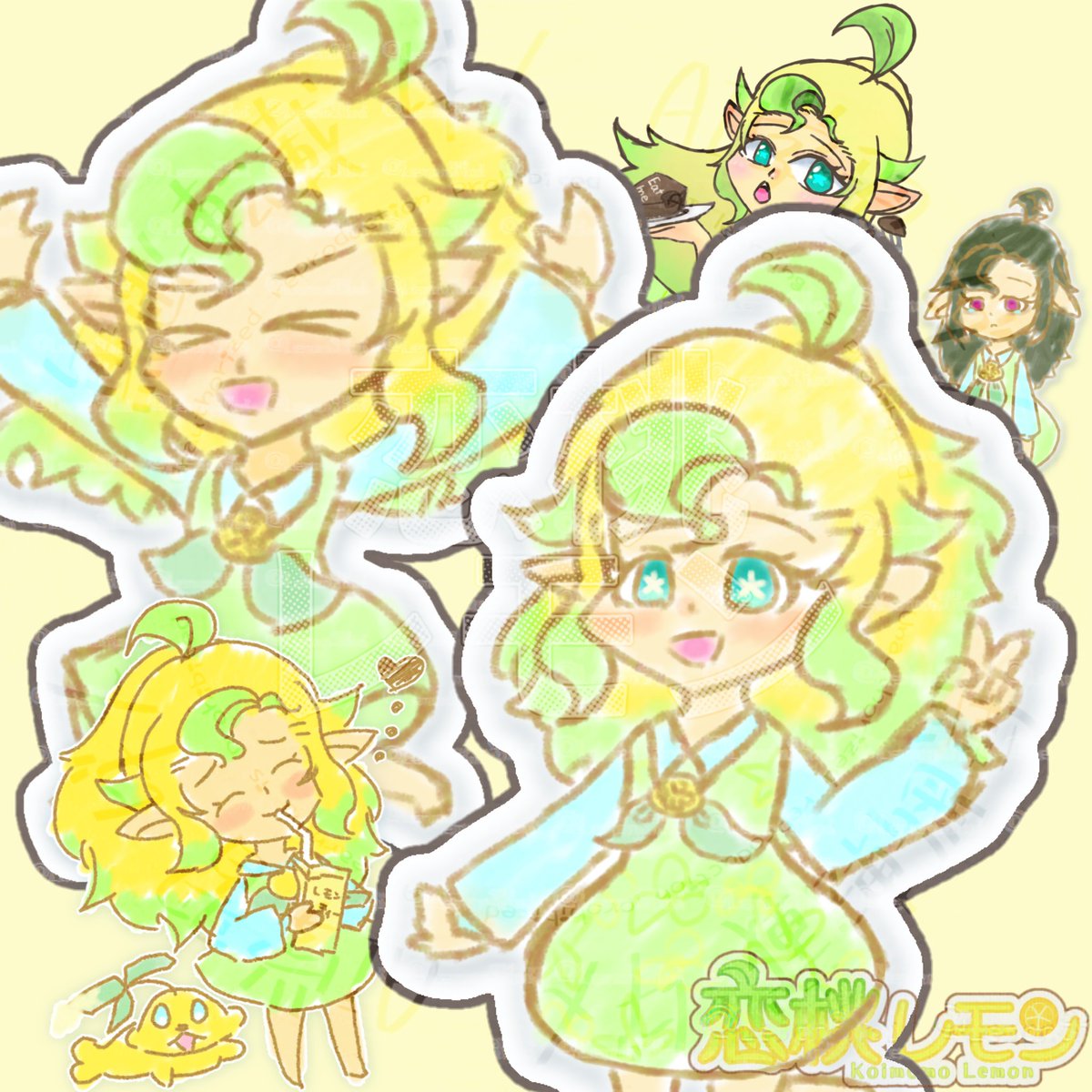 Lemon3Koi's tweet photo. ☀️\こんちゃわーい/☀️
(  ˶ˊᜊˋ˶/恋桃レモンです✎️ꪑ）

今日はシールの日？ 
レモ茶！シールに出来る素材いっぱいある！

#おはようVTuber 🌞 #AmberDraw🖌 https://t.co/UgP5IiDIZo