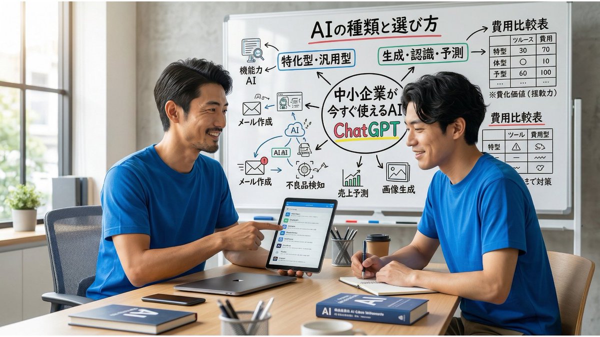 tanno_explorer's tweet photo. 【AIの種類一覧】中小企業向けに機能別でまとめました。特化型・汎用型・生成AI・認識AI・予測AIの違い、費用比較表つき。IT担当なしでも今日から使えるAIはどれか、すぐわかります👇
https://t.co/ggIFEeIKsR https://t.co/8p6kMyFyVf