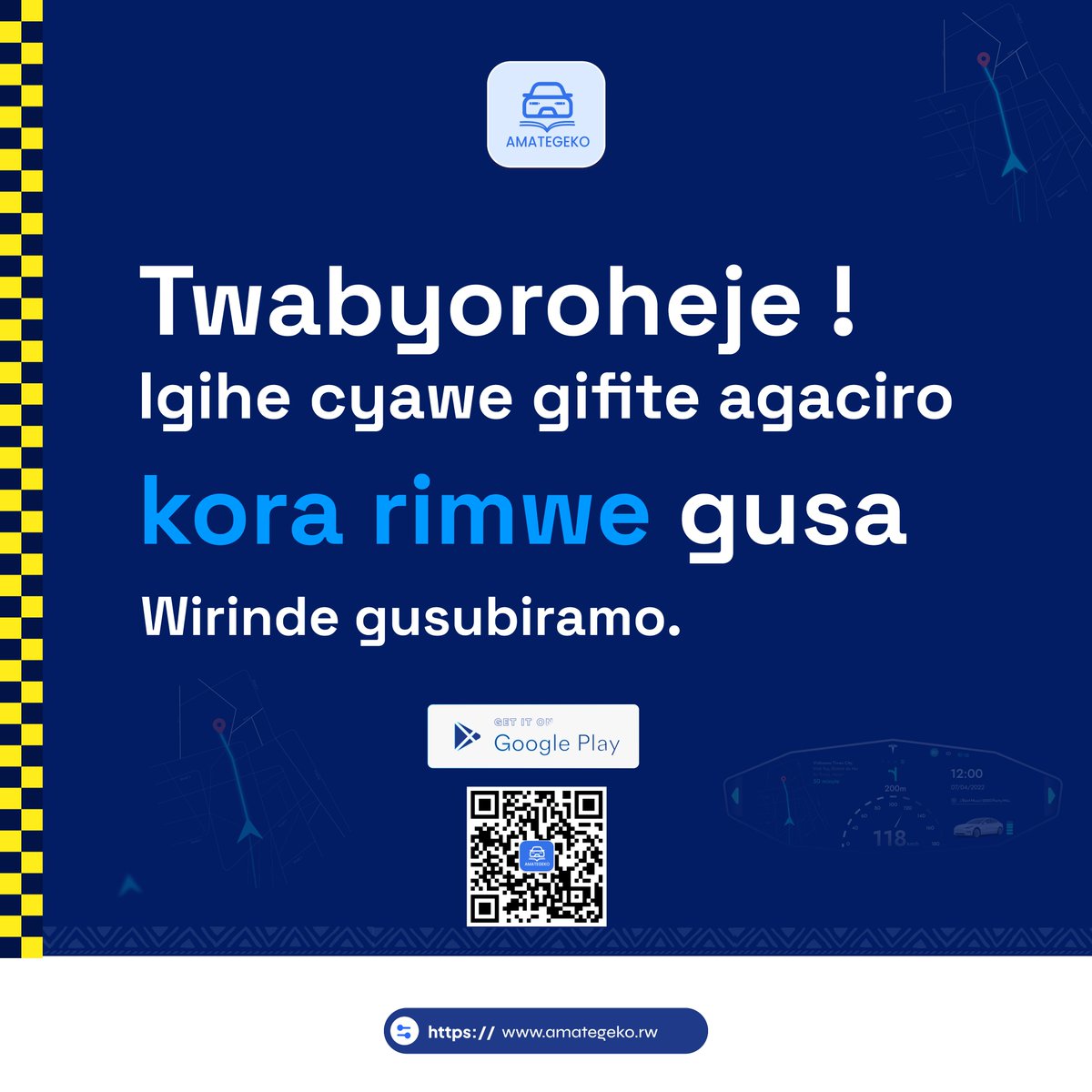 AmategekoApp's tweet photo. #Rwot Bantu bacu 😊
Twabyoroheje! 
Hamwe natwe, iga amategeko y’umuhanda k’ubuntu.

 aho waba uri hose.

Amategeko App iragufasha kwitegura neza, ugatsinda neza , ugakora rimwe gusa. 🚗✅    #AmategekoApp #PermisRwanda #DrivingTestRW #KoraRimweGusa #SmartLearning #RwandaTech https://t.co/zMwcHabYix