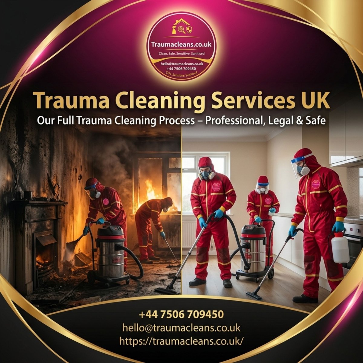 traumacleansco's tweet image. 🚑 Fast &amp;amp; reliable 24/7 trauma cleaning services across the UK. We respond and restore safety immediately.
📞 +44 7506 709450 | 📧 hello@traumacleans.co.uk
🌐 traumacleans.co.uk
#EmergencyCleaning #UKCleaning #TraumaCleaning #RapidResponse #UKServices