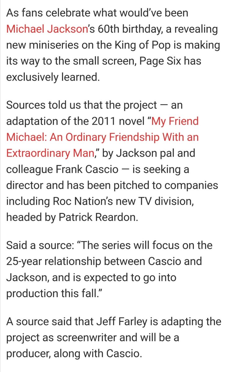 JuliaBerkowitz1's tweet photo. @DailyMail In 2018 Frank Cascio was shopping his (positive) book of MJ, to make a movie of it. 

But the MJ Estate at the time had already signed with Graham King for a big budget biopic so Frank's plan fell through. Now he and his family are trying to make money of MJ in a different way.🙄 https://t.co/Ny6gQo0snY