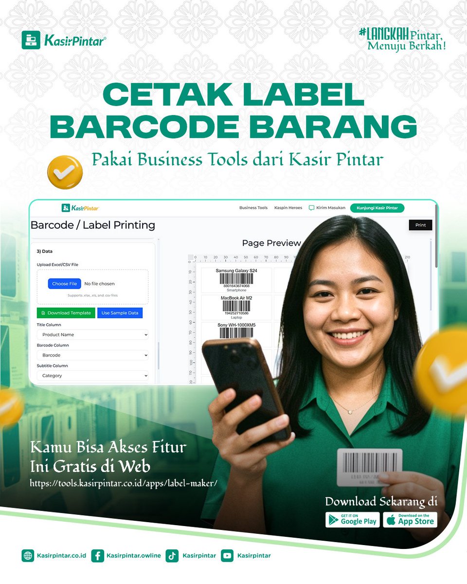 KasirPintar's tweet photo. Gak perlu pakai aplikasi lain, kamu bisa set label barcode barang pakai ini🙌

Sudah coba Business Tools dari Kasir Pintar ini? https://t.co/t4GXMRttU0