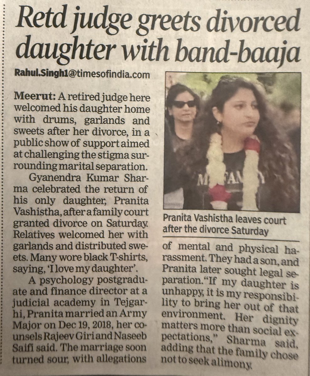 advsanjoy's tweet photo. This is so cool.  The social humiliation of divorce disproportionately falls on the woman.  I remember years ago a lady lawyer, now a senior adv, on her divorce said while my cheating husband should feel ashamed, it is I who have to bear the shame of being a divorcee! https://t.co/4LDHRodHtn