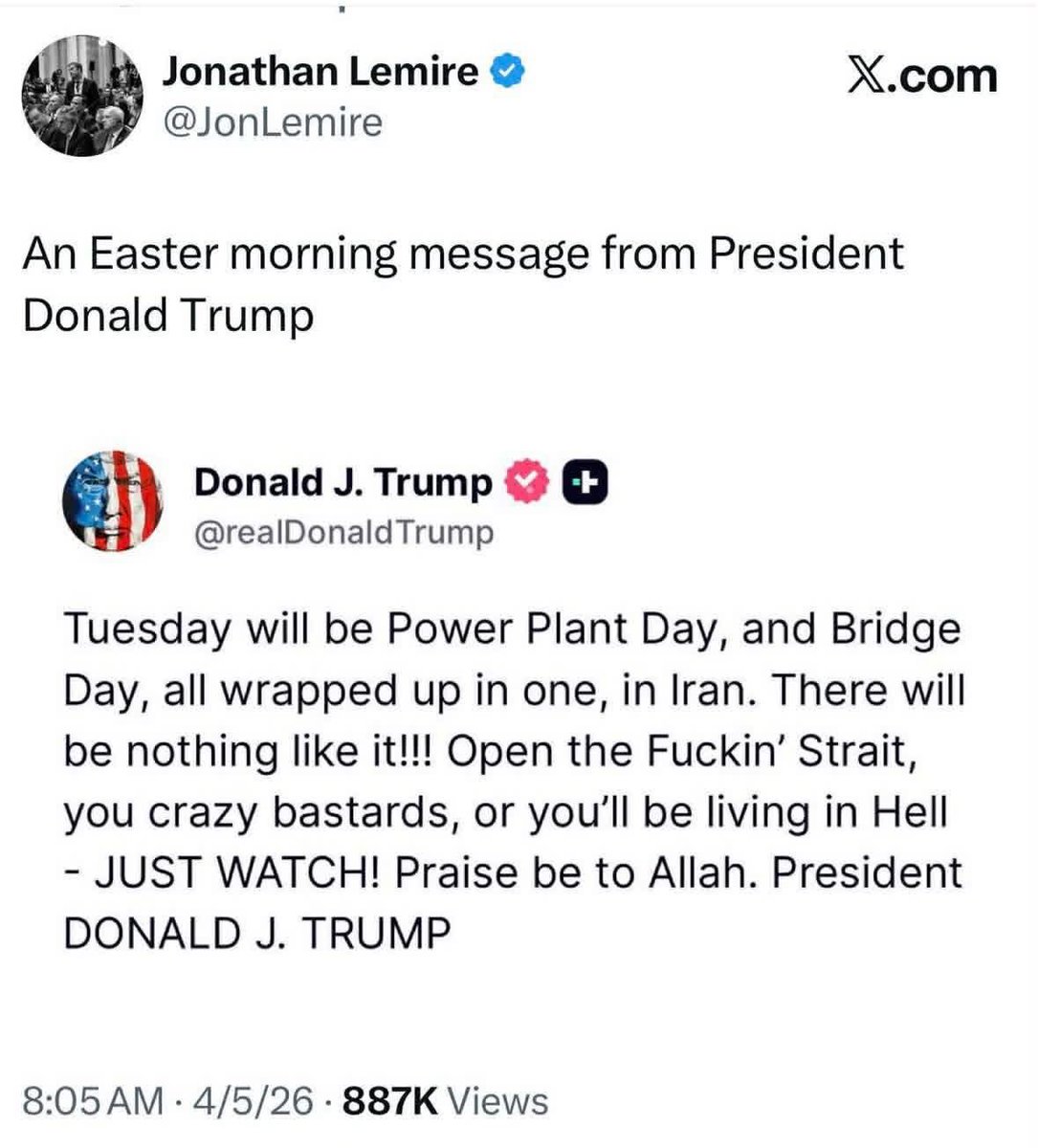 tamrock74's tweet photo. @WhiteHouse @Jentezen That from the same guy who posted this on Resurrection Sunday. Your faith advisory council is doing a terrible job. I hope we aren’t paying you. https://t.co/2k2BG561d6