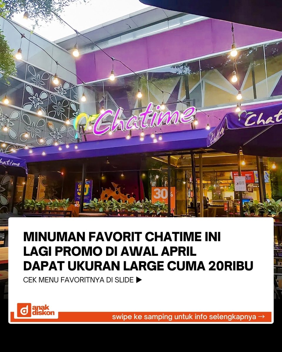 katalogpromosi's tweet image. Hari ini pengen ada yang nyegerin dikit 🧋
Pilih Chatime Roasted Milk Tea &amp;amp; Mango Green Tea aja, mumpung lagi promo ukuran Large cuma 20RIBU

&amp;lt;anisnya pas buat recharge
Cek detailnya di sini 👇
katalogpromosi.com/promo-chatime-…
#Chatime #PromoMinuman