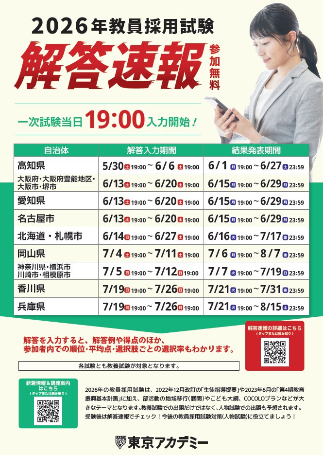 2026年実施試験の解答速報は・・・
