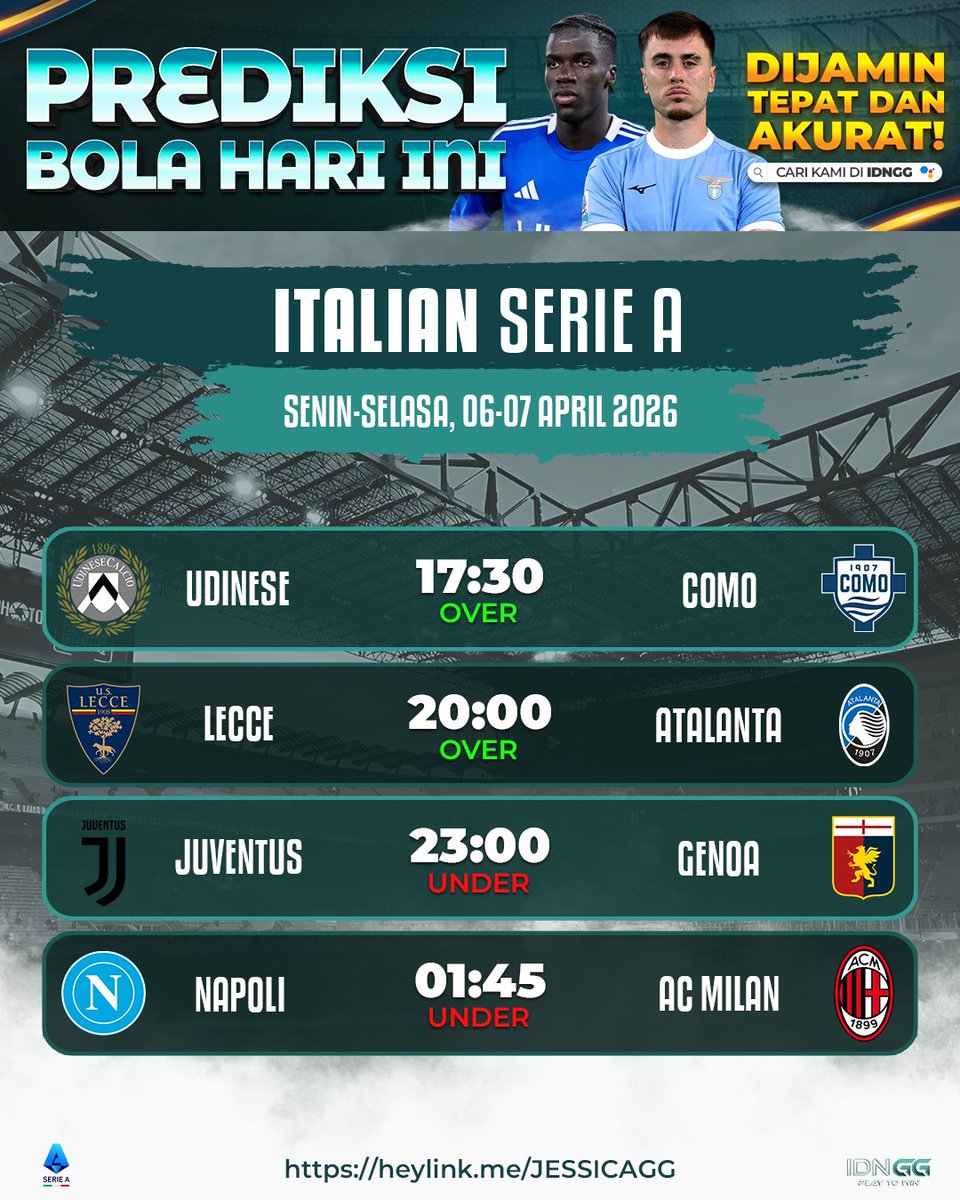 ebullient57remi's tweet photo. ITALIAN SERIE A

SERIE A CAMPURAN PANAS &amp; KETAT!! Ada yang siap banjir goal, ada juga yang bakal main aman!

#seriea #prediksibola #overunder #footballtips #IDNGG #bolahariini #matchprediction #goalhunter https://t.co/l7cVT5ftA3