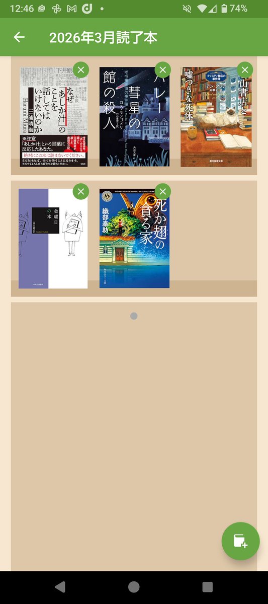 tanubooks's tweet photo. 3月は5冊でした。忙しくてあまり読書できなかったけど、どれも面白く、満足度高め。積読本を減らそうと思っていますが今月読んだのは新しく買った本と図書館から借りた本なので積読が一冊も減ってない。
＃2026年3月読了本 https://t.co/M9SWtWioQZ
