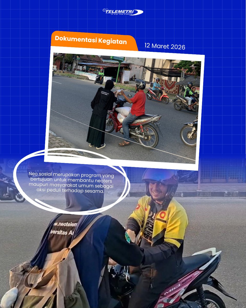 neotelemetri's tweet photo. Hallo Neoters!
Alhamdulillah sudah tersalurkan sebanyak 103 nasi bungkus kepada masyarakat yang membutuhkan pada hari Kamis, 12 Maret 2026. Kegiatan Neo Sosial kali ini dilaksanakan di dua tempat, yaitu di sekitar RS. Bhayangkara dan Pasar Raya Kota Padang. https://t.co/KDp76FyRrM