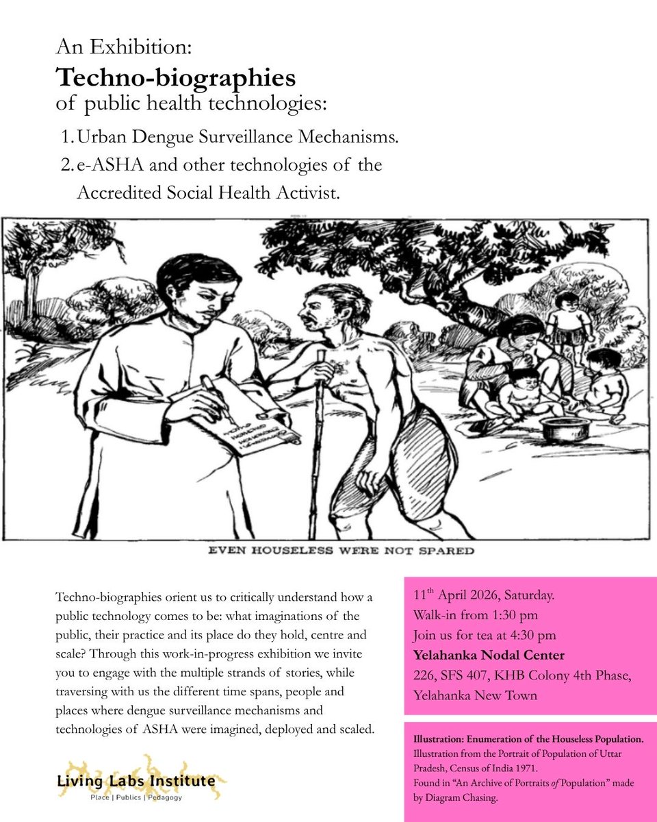 Livinglabs_In's tweet photo. The School for Reimagining Technology at the Living Labs Institute invites you for the culminating exhibition of the course Techno-Biographies.

Date- 11 April 2026, Saturday  
Venue- Yelahanka Nodal Center. 
Walk-in from 1:30 pm. 
Join us for tea at 4:30 pm.
Please join us! https://t.co/AaZfWfI6Jt