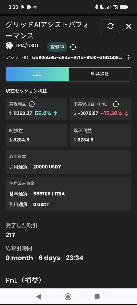 Akkiyy100015's tweet photo. 📢 SageMaster検証【7日目】
​稼働1週間で確定利益が+$16,327.30（約245万円）に到達🚀
トータル損益も+$12,407.17と絶好調💪
​📊 実績
・確定利益：+$16,327.3
・総取引数：516回
​TRIA筆頭に全4銘柄がプラス圏内✨
AIによる高頻度トレードの威力発揮した1週間​#SageMaster #資産運用 #仮想通貨 #AI https://t.co/x0ZuPK48X9
