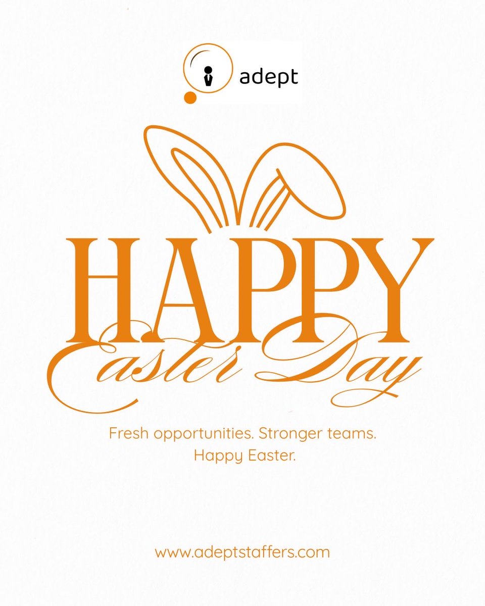 adeptstaffers's tweet photo. This Easter, we celebrate new beginnings - for businesses and for talent alike.

Whether you’re seeking your next career move or building a team that drives results, Adept Staffers connects the right people with the right opportunities.

Here’s to growth, renewal, and fresh starts this season.

#Easter #NewBeginnings #Hiring #JobSeekers #Talent #AdeptStaffers
