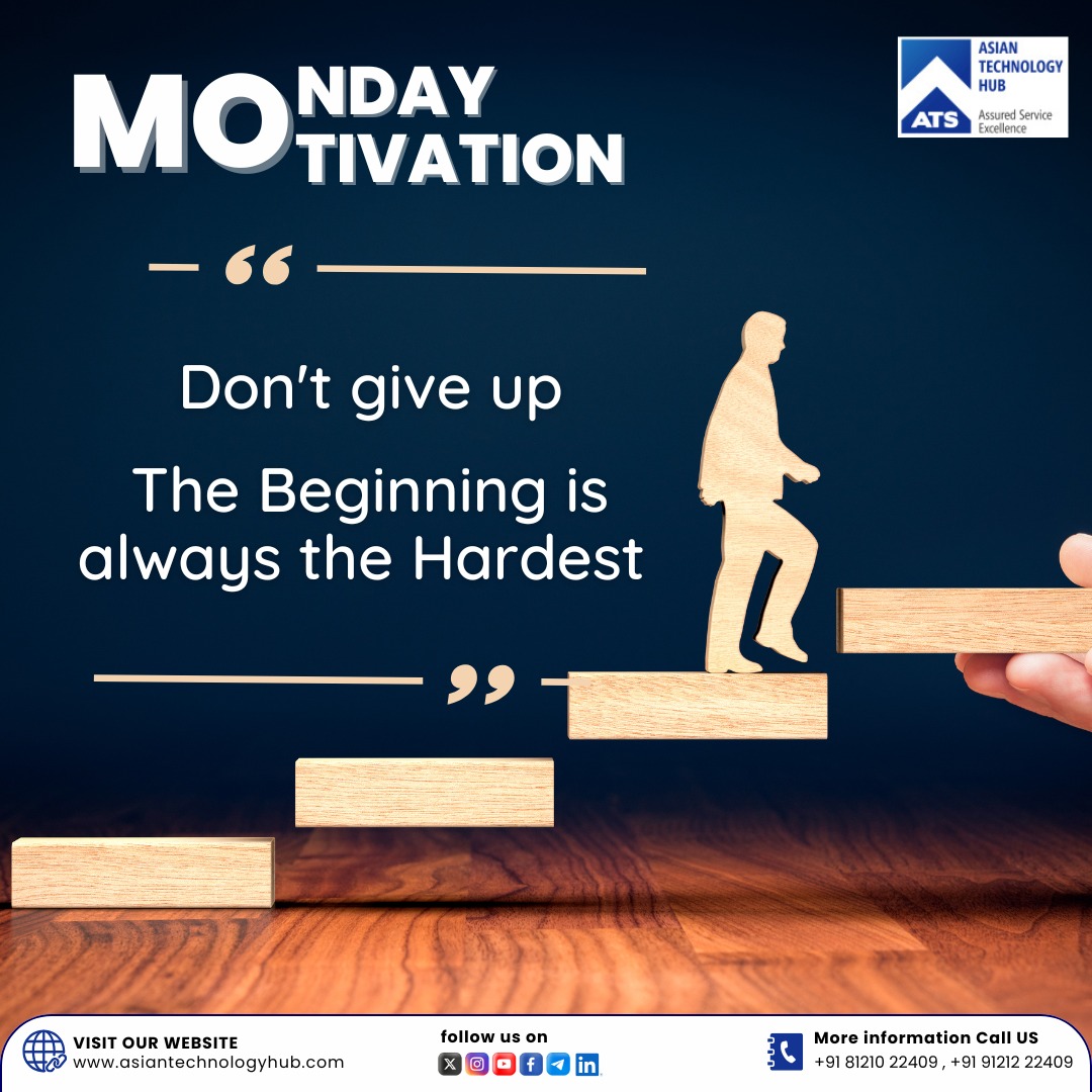 ATS_TechHub's tweet photo. 💙 Monday Motivation | Asian Technology Hub
Don’t give up — the beginning is always the hardest 💪✨
Stay focused, be consistent, and keep moving forward 🚀
📞 +91 81210 22409
🌐 https://t.co/hOAdlgrX6k

#MondayMotivation #StayStrong #Hyderabad #AsianTechnologyHub https://t.co/DuQjo3EjOG
