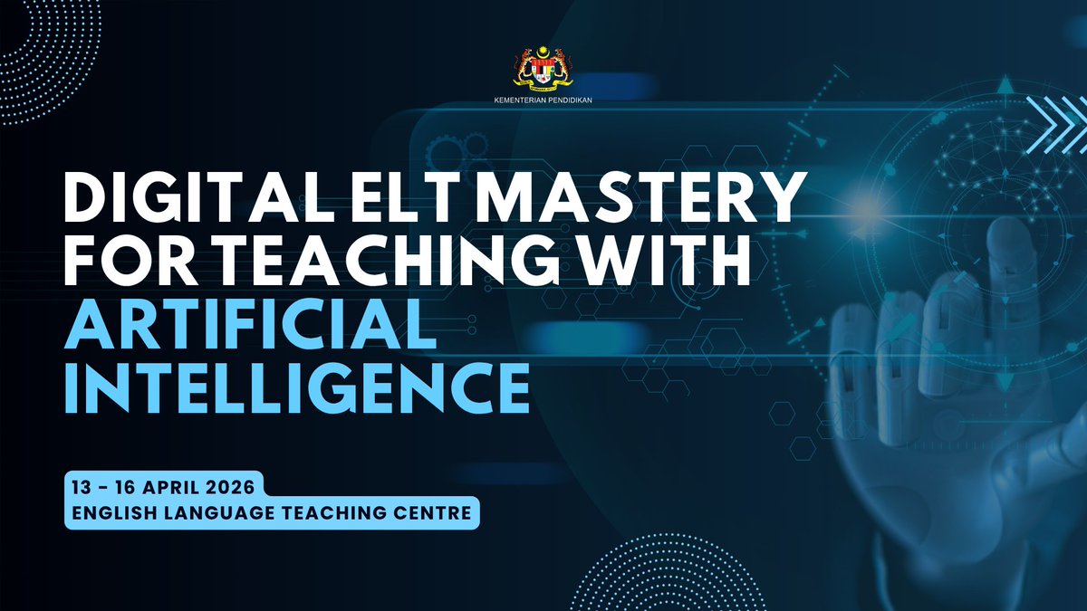 eltcmoe's tweet photo. We are elated to announce that the 'Digital ELT Mastery for Teaching with AI' course will run from April 13th to 16th, 2026. The Language and Technology Department developed this course to share how AI can improve teaching and learning in ESL settings. https://t.co/UtKSeL6WOh