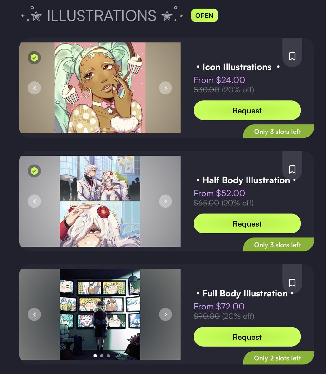 These services will be on discount until April 25!! 💛 
I will be temporarily closing my commissions after this batch. There will be 12 slots available! 🪐 ✮⋆˙ 

Likes and RTs are appreciated 🫶
#VGen #VGenComm