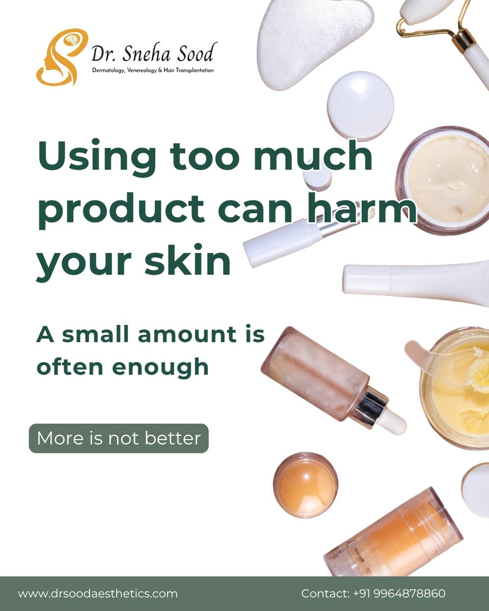 SnehaMinds's tweet image. Overusing products can irritate the skin and damage the barrier.
Correct quantity improves results.

#SkincareTips #SkinHealth #DermatologistBangalore