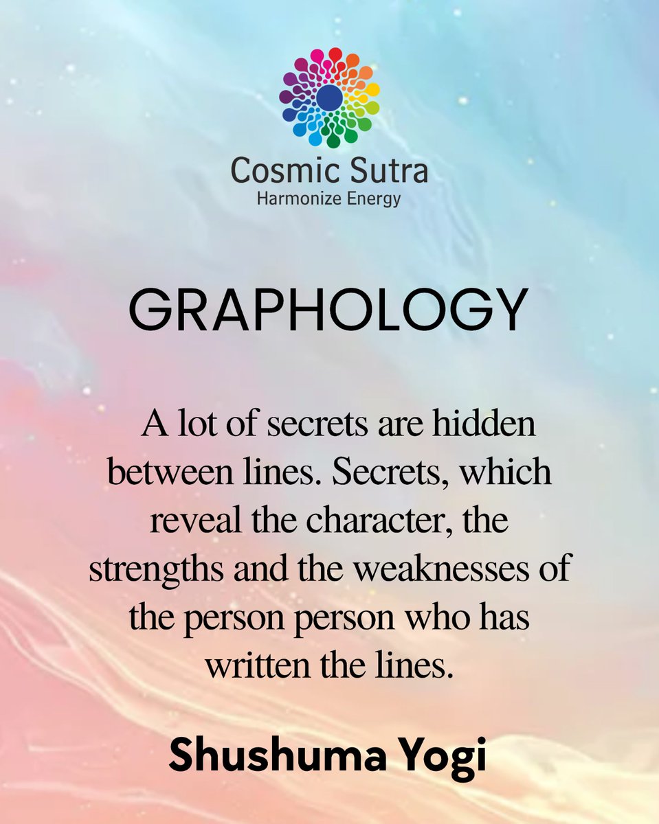ShushumaYogi's tweet image. Aapki handwriting sirf likhawat nahi hoti,
yeh aapke mind, emotions aur personality ka mirror hoti hai.
Graphology batati hai ki har stroke ke peeche kaunsi energy aur pattern chhupa hai.

#cosmicsutra #graphology #energyalignment #exploremore