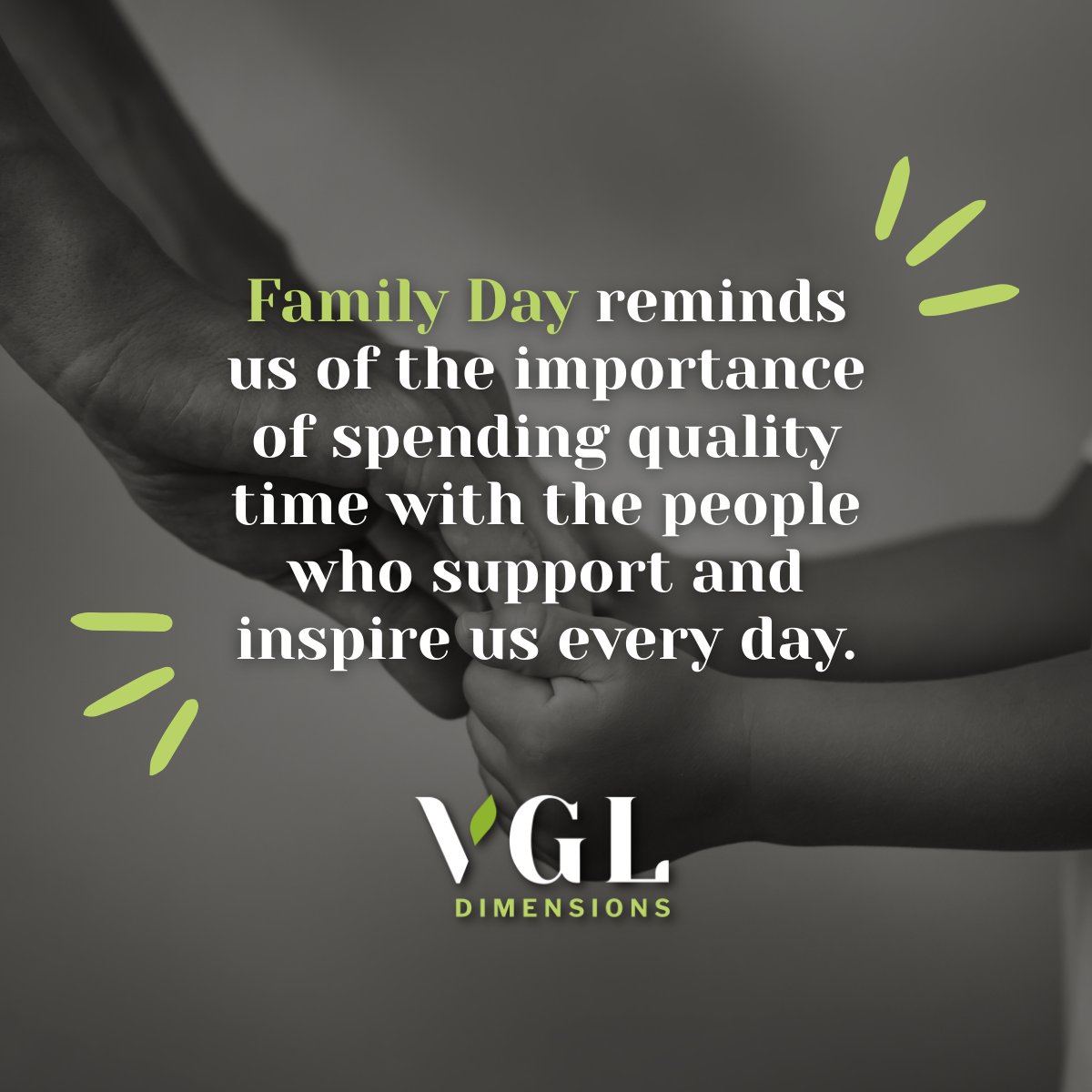At VGL Dimensions, we recognise that strong families help build strong communities and workplaces.

We wish everyone a wonderful Family Day filled with connection, laughter, and meaningful moments with loved ones.

#FamilyDay #StrongerTogether #VGLDimensions #Community