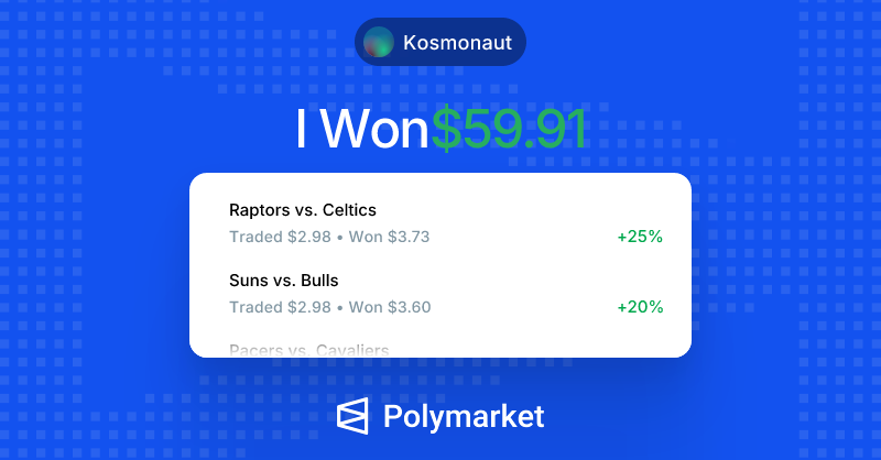 DecredF's tweet photo. I just won $59.91 on @Polymarket!

Join me and put your money where your mouth is: https://t.co/9tNHzBjmUU https://t.co/uCIhiAhu0O