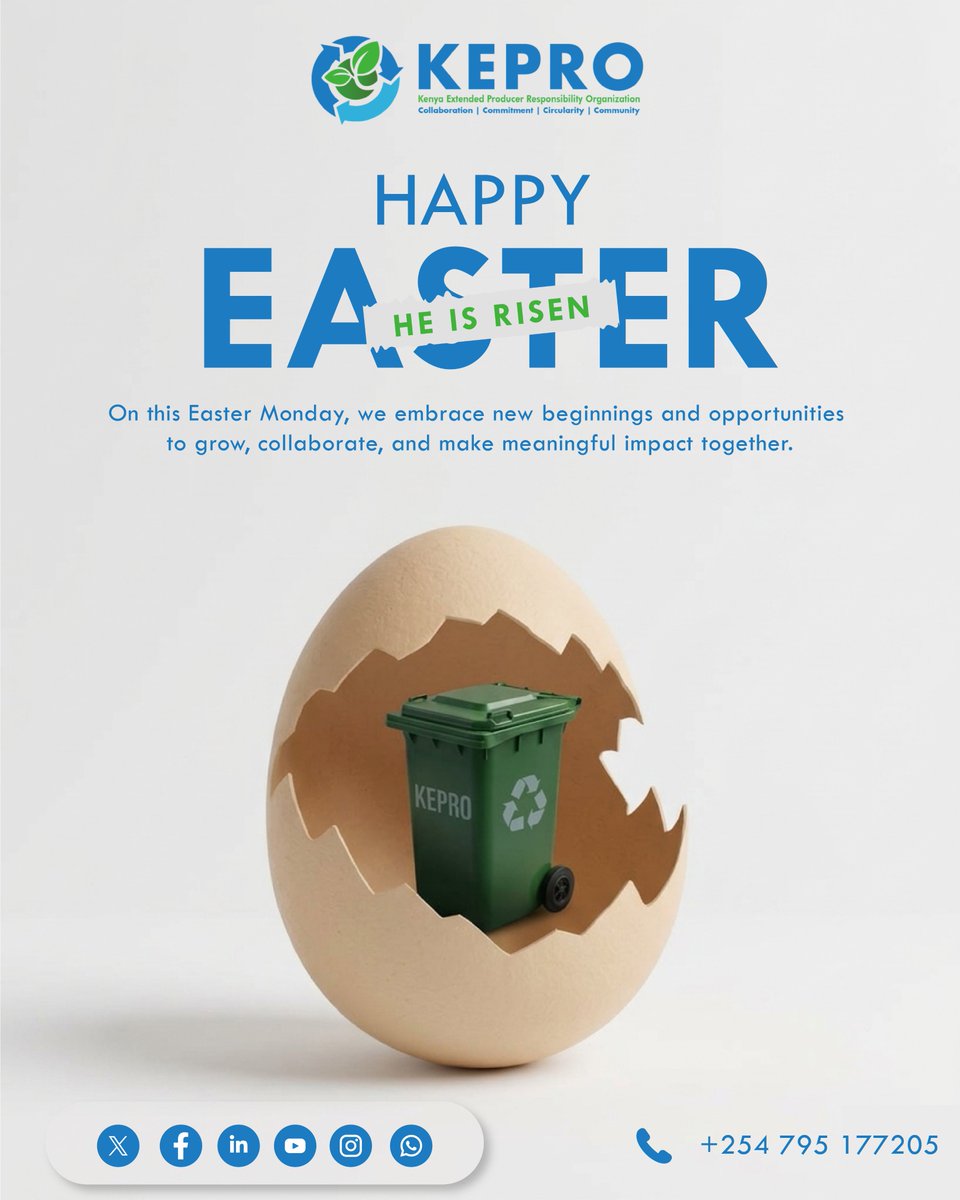 kepro_ke's tweet photo. KEPRO extends its best wishes to all our members and partners for a productive Easter Monday.
As we step into a new week, we reflect on the season while reaffirming our shared commitment to excellence, collaboration, and sustainable impact.
#EasterMonday #KEPRO #Sustainability #Collaboration #Leadership