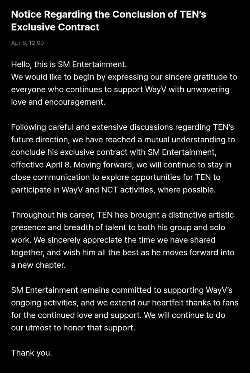 suhnflowerj_'s tweet image. TEN mengakhiri kontrak eksklusif dengan SM Ent. Tapi dia masih bagian dari NCT dan WayV, dan akan tetap ikut aktifitas grup jika memungkinkan💜😊 

do'a terbaik buat Ten🪽