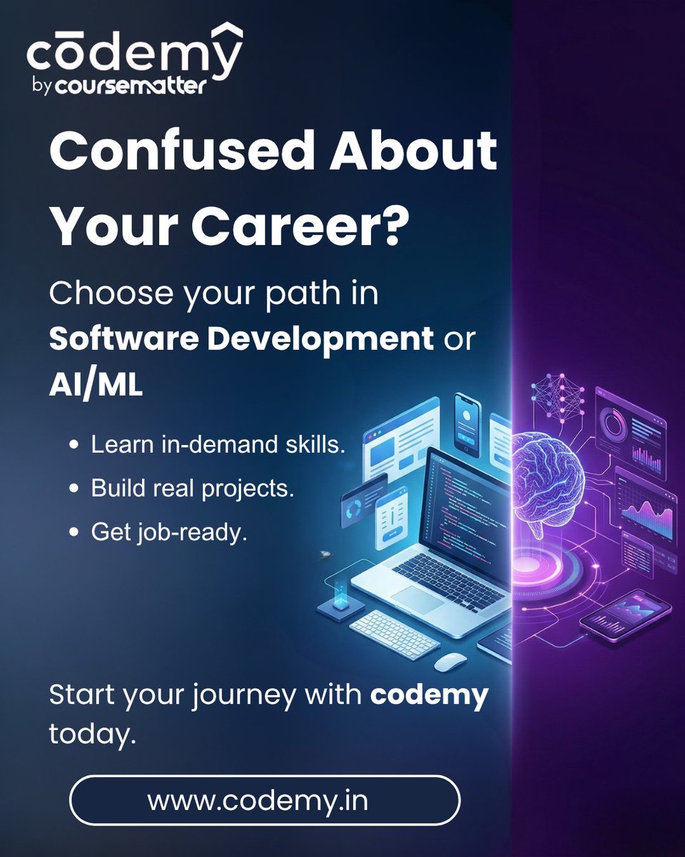 codemy181529's tweet photo. Confused between Software Development and AI/ML?

Choose your path. Build real skills. Get job-ready with Codemy.

🔗 https://t.co/B6OXvBy7vX https://t.co/csjFnOIuFC