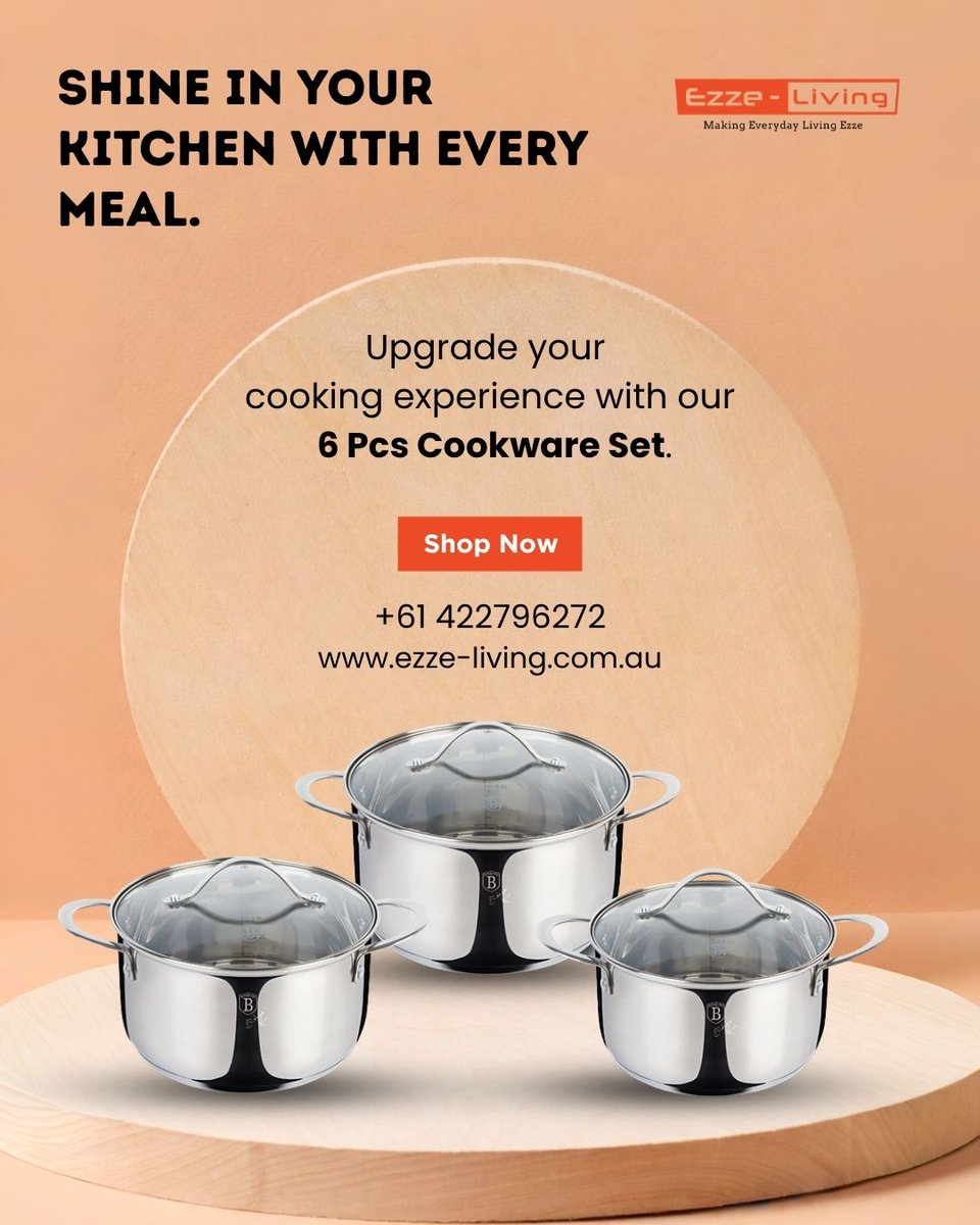 EzzeLiving's tweet image. Cook smarter every day
A 6-piece cookware set = everything you need in one
Simple, efficient &amp;amp; perfect for modern kitchens

🛒 ezze-living.com.au/product/6-pcs-…

#CookwareSet #KitchenEssentials #SmartKitchen #CookingEasy #HomeCooking #KitchenUpgrade