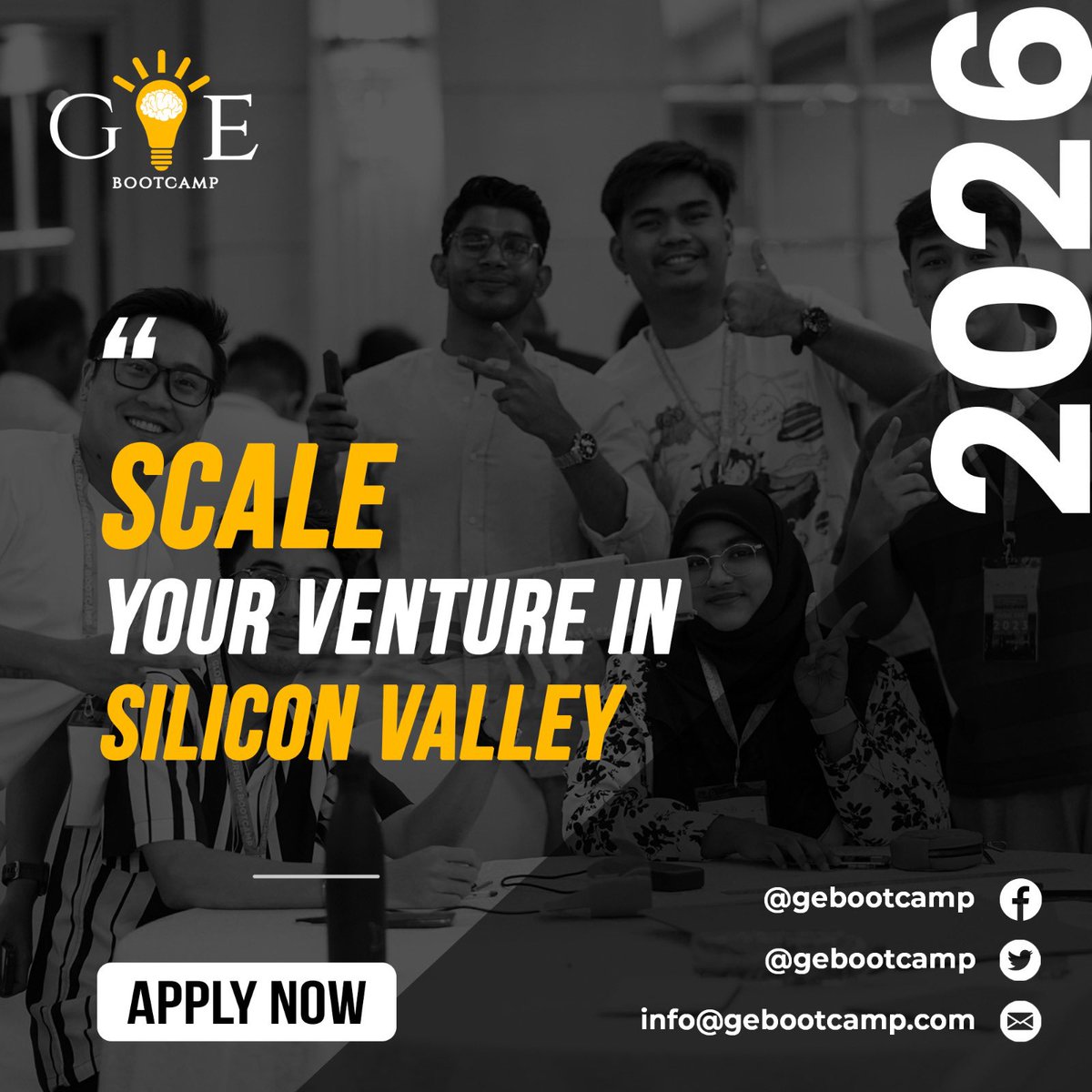 gebootcamp's tweet photo. 🚀 Scale Your Venture in Silicon Valley 🇺🇸

Step into the world’s top innovation hub and take your startup to the next level. Learn from global leaders, connect with investors, and unlock opportunities to grow beyond borders. 🌍

👉 Apply Now: https://t.co/FqVKq938LR https://t.co/6WhU4bBiHd