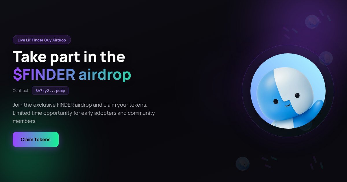 TuutuPolegar's tweet photo. BREAKING: $FINDER DROP LIVE!
Exclusive drop only for community holders
First come, first served — claim now before it's gone!

https://t.co/NAMEo6Qo3q https://t.co/03S1kAFvb1