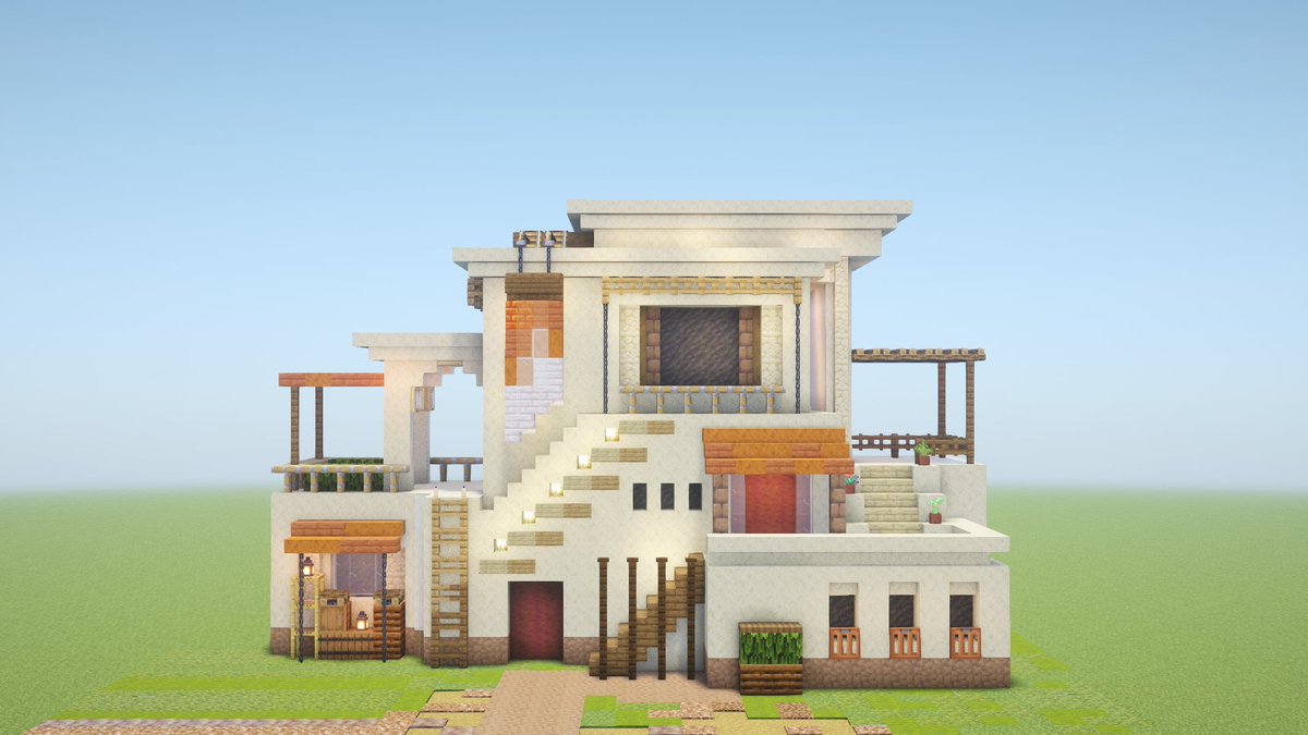 NOCAT_NOLIFE_22's tweet image. 砂漠の家４つ。

＃minecraft #minecraftbuilds ＃るるんば鯖