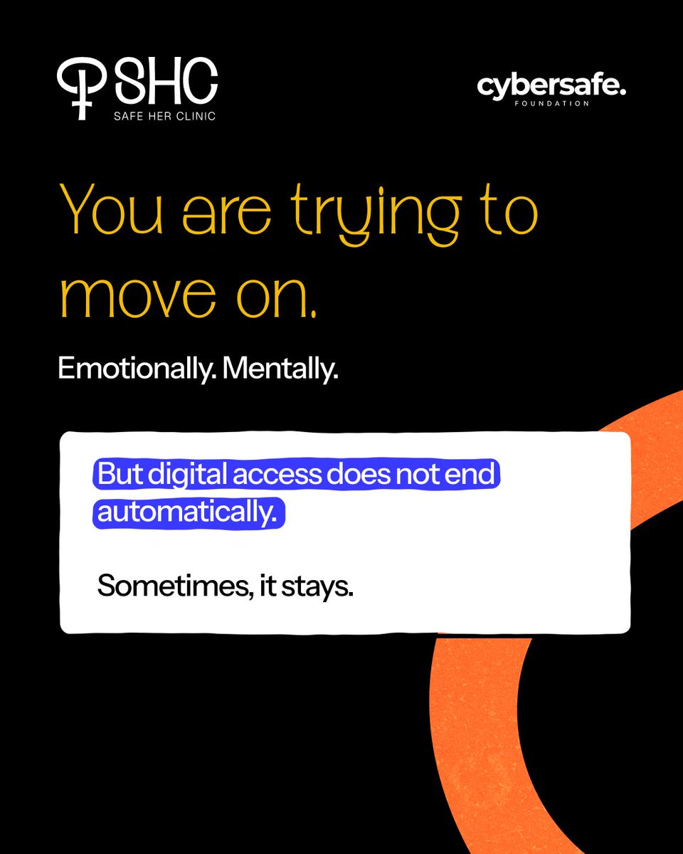 cybersafehq's tweet image. You ended the relationship.
But did you remove the access?

Shared passwords, accounts, and location can stay active without you knowing.

Moving on should include your safety too.

Start here: safeherclinic.org

#SafeHerClinic #DigitalSafety #WomenSafety #TechAbuse