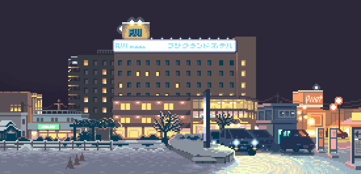 会津若松駅前（冬）