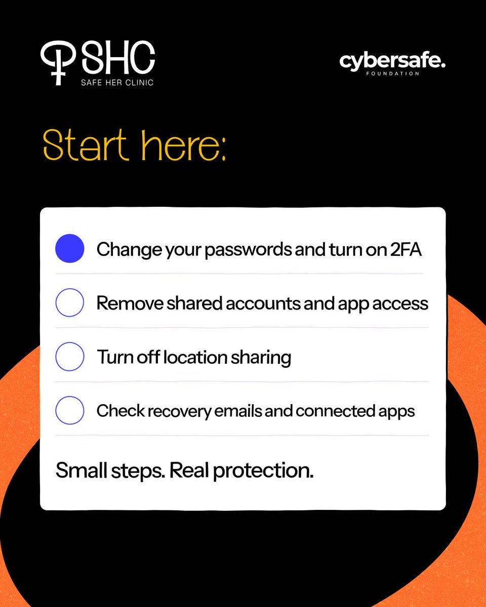 cybersafehq's tweet image. You ended the relationship.
But did you remove the access?

Shared passwords, accounts, and location can stay active without you knowing.

Moving on should include your safety too.

Start here: safeherclinic.org

#SafeHerClinic #DigitalSafety #WomenSafety #TechAbuse