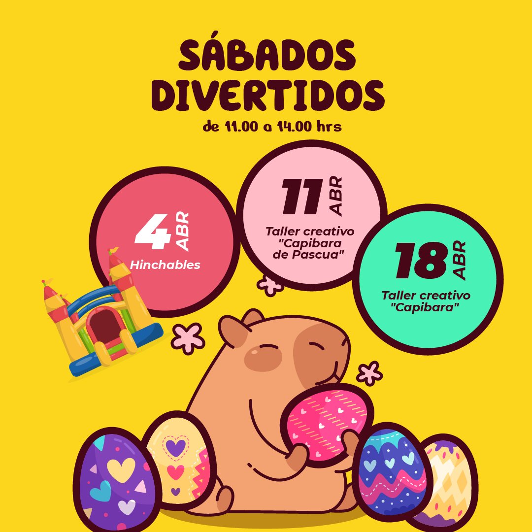 🎈🌟 ¡LOS SÁBADOS SE VIVEN MEJOR EN NUESTRO CENTRO! 🌟🎈

Prepárate para mañanas llenas de risas, juegos y mucha creatividad 💛
⏰ De 11:00 a 14:00 hrs, cada sábado es una nueva aventura para los más pequeños… ¡y para toda la familia!
📍 Te esperamos