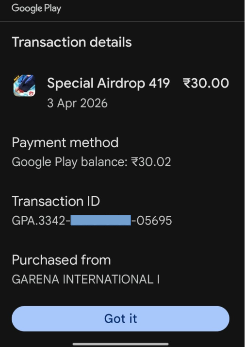 FlamesOfSpirit's tweet photo. Hey, @IndiaFreeFire, my account (UID: 1040073004) was HACKED &amp; unlinked from my FB. I’ve been the owner since May 2019!
Your support bots keep auto-closing my tickets as a "platform change request" instead of ACCOUNT THEFT. I have all my Google receipts as proof! 

#FreeFire https://t.co/WFruVriHzK
