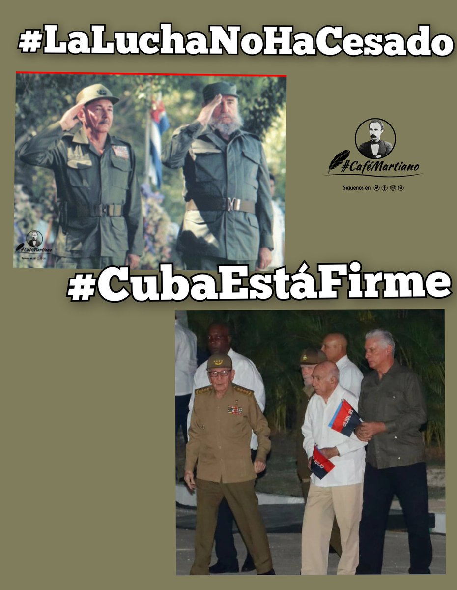 <a href="/cafemartiano/">❤️Café Martiano 🇨🇺</a> <a href="/DiazCanelB/">Miguel Díaz-Canel Bermúdez</a> <a href="/DrRobertoMOjeda/">Dr. Roberto Morales Ojeda</a> <a href="/InesMChapman/">Inés María Chapman Waugh</a> <a href="/EVilluendasC/">Enrique Villuendas</a> <a href="/Latido_Izquierd/">Latido Izquierdo</a> <a href="/mimovilespatria/">mimovilespatria</a> <a href="/DeZurdaTeam_/">DeZurdaTeam 📳</a> <a href="/ValorRazon/">Con el Valor de la Razón</a> <a href="/ValoresTeam1/">Valores Team 🕊</a> <a href="/PieEnElEstribo2/">Con El Pie En El Estribo 2</a> Buenos días 🇨🇺 #CaféMartiano 
¡La Patria es de los que luchan! 

✍️"No hay más vencidos que los que lo son por sí propios: -por su desidia, su malignidad o su soberbia. Andar, es un modo de llegar”.

#CubaVencerá