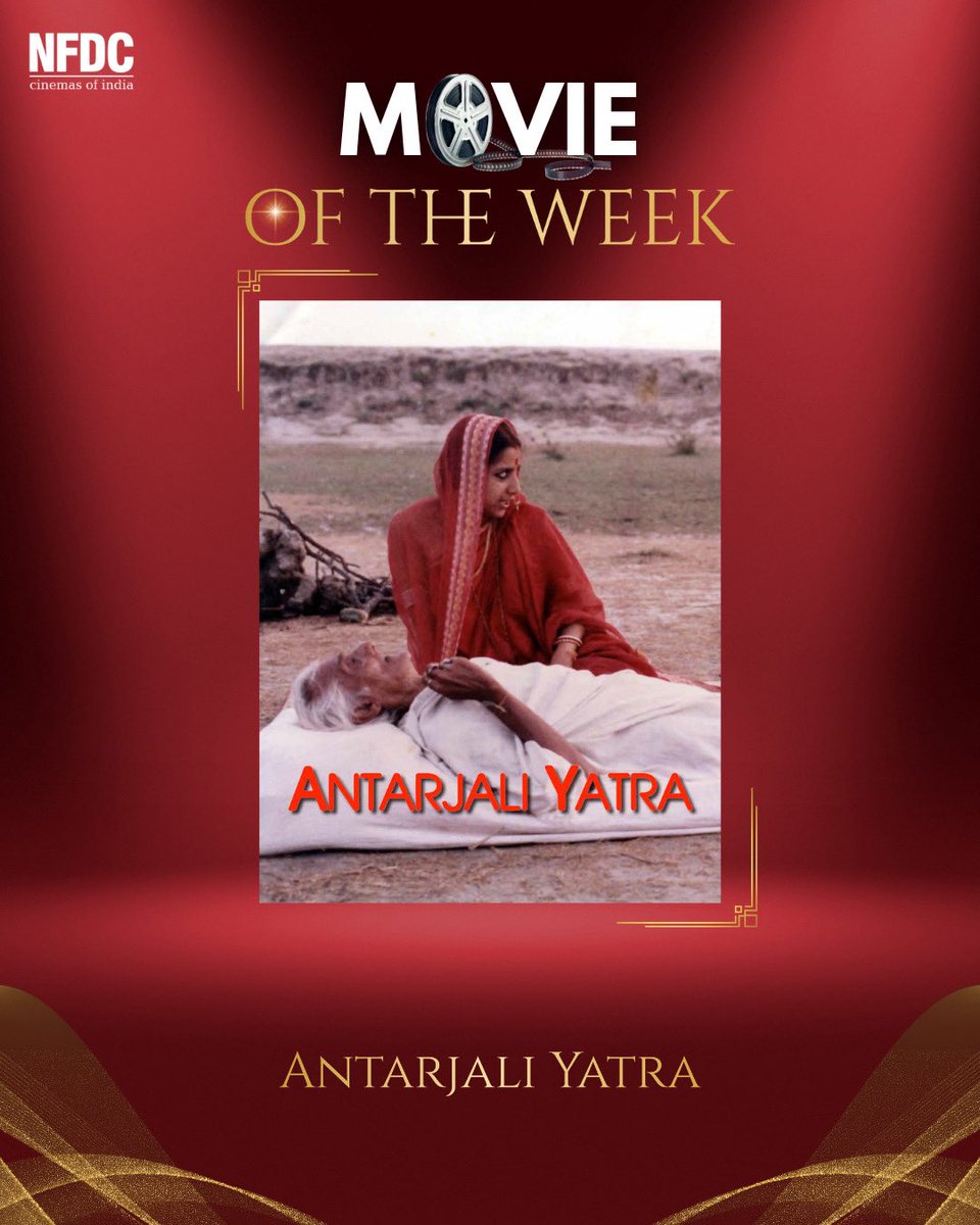 nfdcindia's tweet photo. NFDC’s Antarjali Yatra (1987), directed by Goutam Ghose and based on Kamal Kumar Majumdar’s Mahayatra, is a poignant critique of 19th-century Bengal’s rigid socio-religious customs. It follows Yashobati, forced into a symbolic marriage with a dying man, exposing practices like Kulin Brahminism and Sati.

The film won the National Award for Best Bengali Feature (1988), was screened at the Cannes Film Festival, and earned global acclaim, standing as a landmark of Indian parallel cinema.

#NFDC #AntarjaliYatra #IndianCinema #ParallelCinema #GoutamGhose