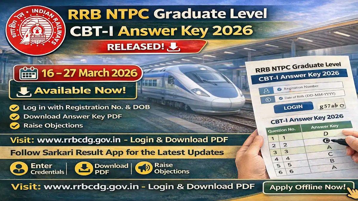 Sarkari_Result1's tweet image. #RRB #NTPC Graduate Level #CBT-I Answer Key 2026 Out Check Now🔥🔥
@Sarkari_Result1 #SarkariResult #RRBNTPC

Click Below Link To Download 👇
sarkariresult.app/rrb-ntpc-gradu…