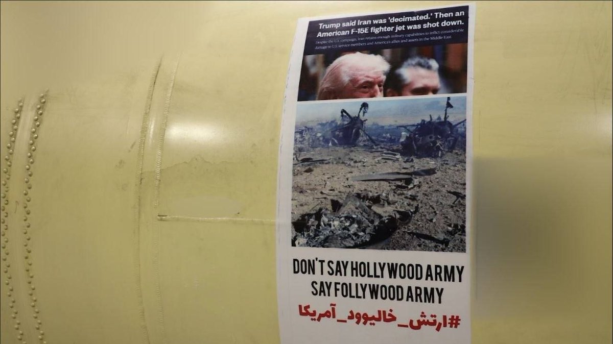 WMFEnglish's tweet photo. Iran's latest missile message gets ready to be delivered!

"Do not say Hollywood army! Say Follywood army". https://t.co/MyLSDZa9yY