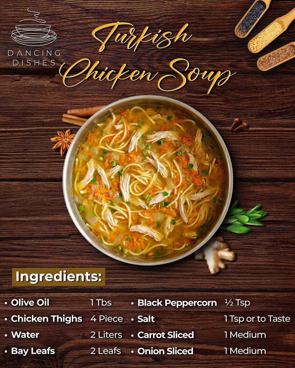 Dancing_Dishes's tweet photo. Turkish Chicken Soup—hearty, healthy, and packed with flavor. 🇹🇷 Whether you're fighting a cold or just need a cozy dinner, this is the one.

Simple ingredients. Authentic taste. Pure warmth.
Recipe details in the image below👇
#TurkishChickenSoup #HealthTips #PakistaniFoodies https://t.co/0bLcK8nG4F