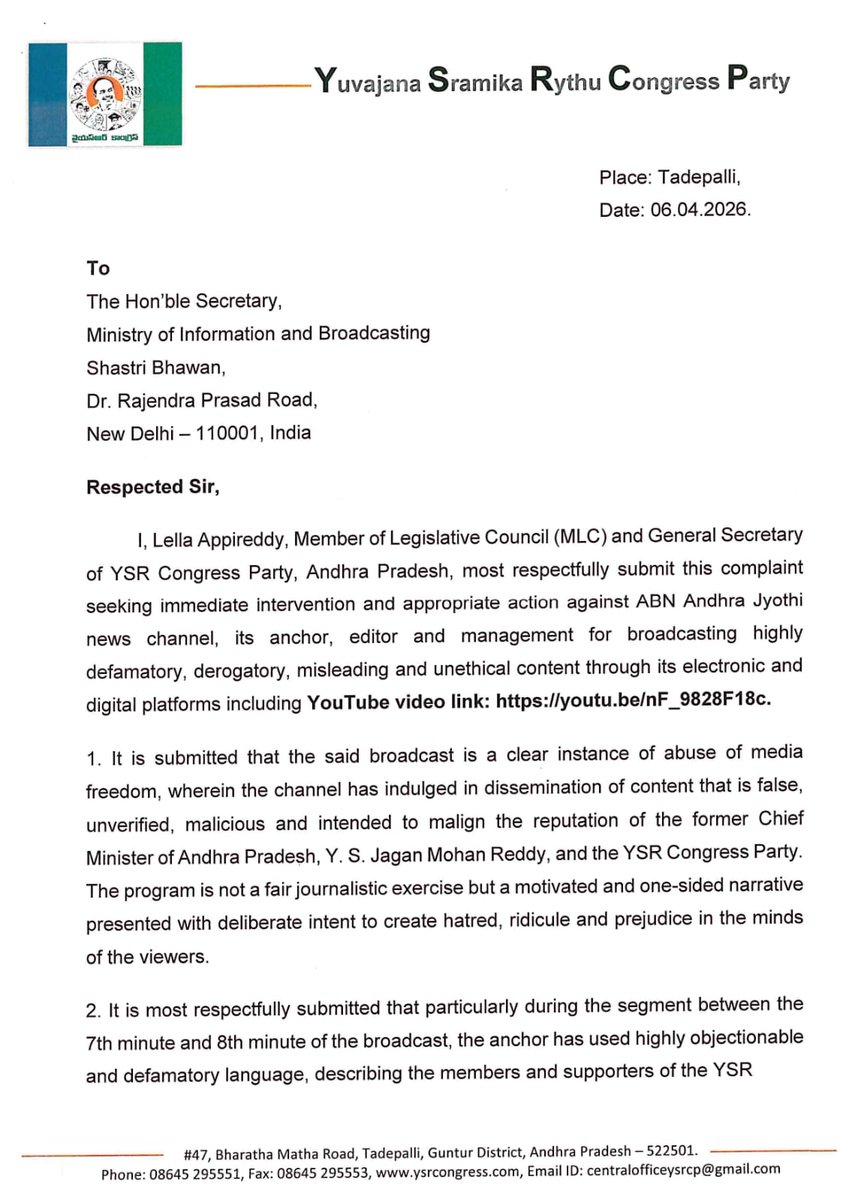 YSR Congress Party tweet media